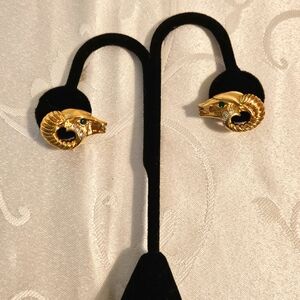 RARE - AVON 1980s KJL (Kenneth J. Lang) Ram's Head Pierced Earrings